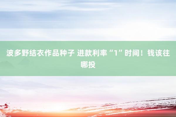 波多野结衣作品种子 进款利率“1”时间！钱该往哪投