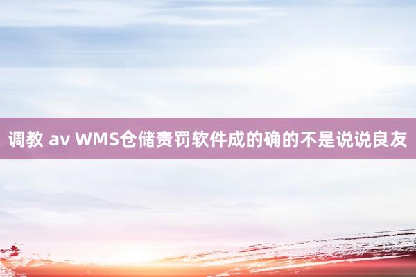 调教 av WMS仓储责罚软件成的确的不是说说良友