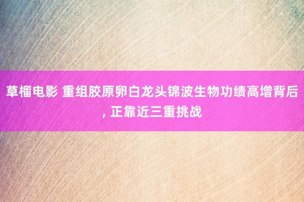 草榴电影 重组胶原卵白龙头锦波生物功绩高增背后, 正靠近三重
