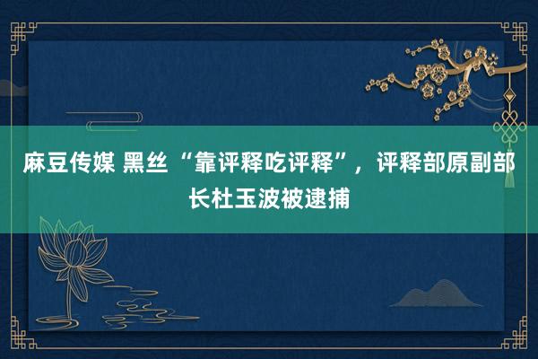 麻豆传媒 黑丝 “靠评释吃评释”，评释部原副部长杜玉波被逮捕
